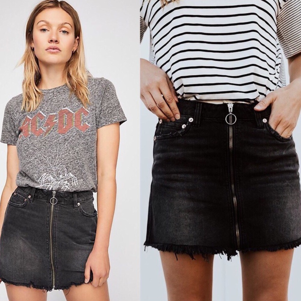 Free People Zip It Up Denim Mini Skirt - Picture 1 of 9